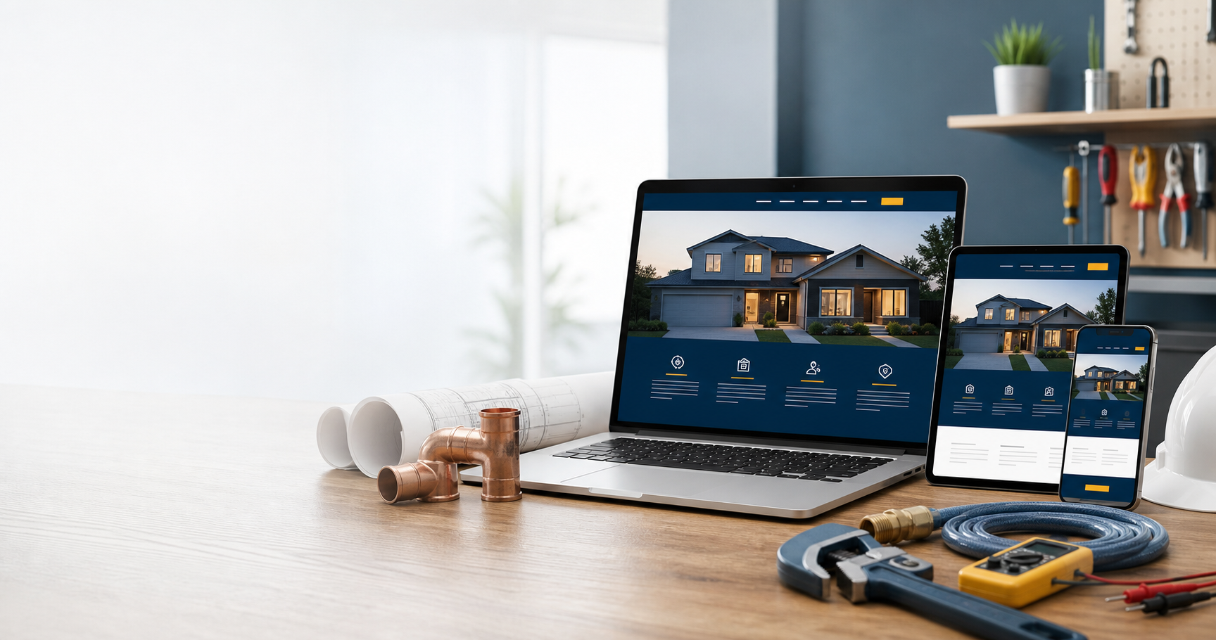 A Lighthouse Pro website preview on desktop and phone